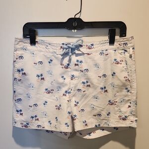 Penguin By Munsingwear White Swim Shorts with Tropical Print
